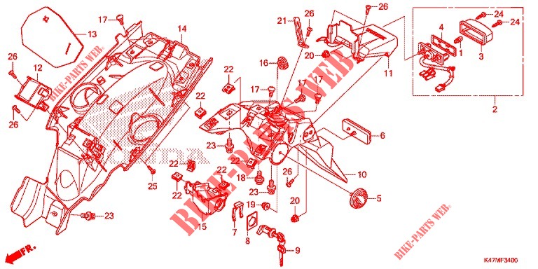 REAR FENDER for Honda DASH 125, Rear brake disk 2020