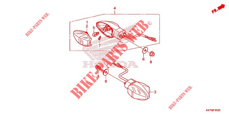 REAR INDICATOR for Honda DASH 125, Rear brake disk 2020