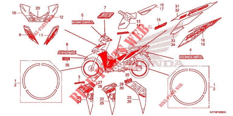 STICKERS (1) for Honda DASH 125, Rear brake disk 2020