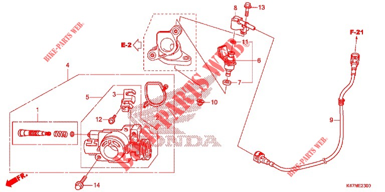 THROTTLE BODY for Honda DASH 125, Rear brake disk 2020