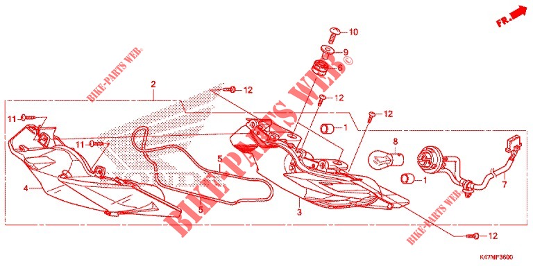 TAILLIGHT for Honda DASH 125, Rear brake drum 2020