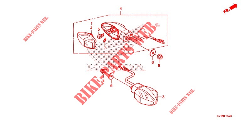 REAR INDICATOR for Honda WAVE 110 ALPHA, front disk, moulded wheels 2022