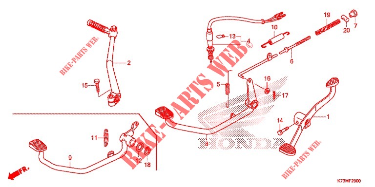 PEDAL   for Honda WAVE 125, Front disk, Rear brake disk 2021
