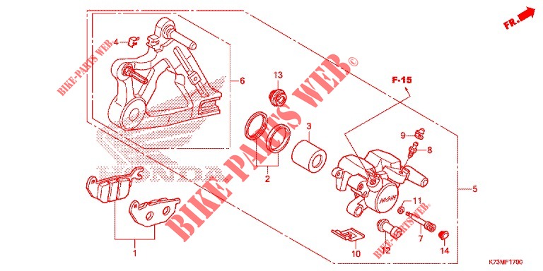 REAR BRAKE CALIPER   for Honda WAVE 125, Front disk, Rear brake disk 2021