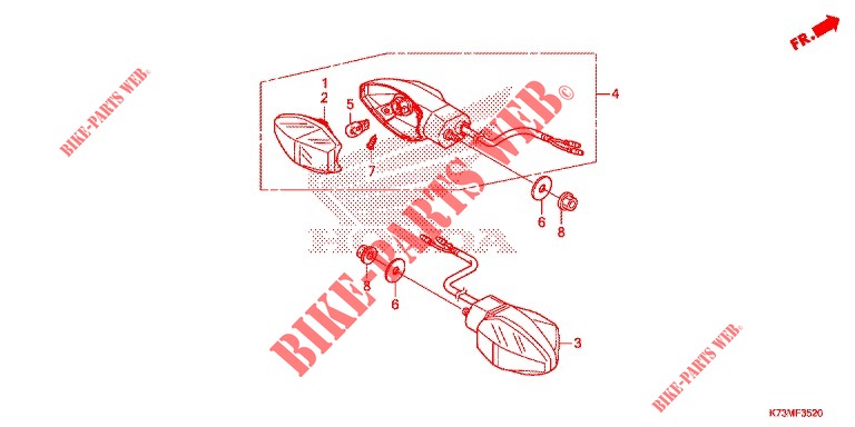 REAR WINKER  for Honda WAVE 125, Front disk, Rear brake disk 2021