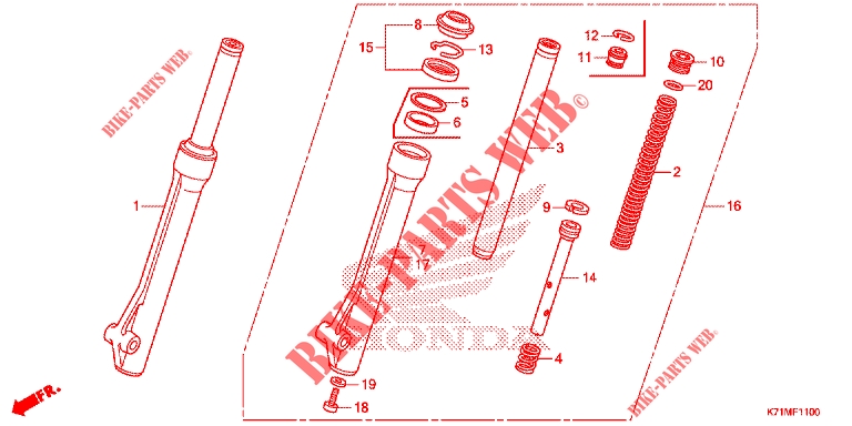     FOURCHETTE AVANT for Honda WAVE 110 ALPHA, front disk, moulded wheels 2023