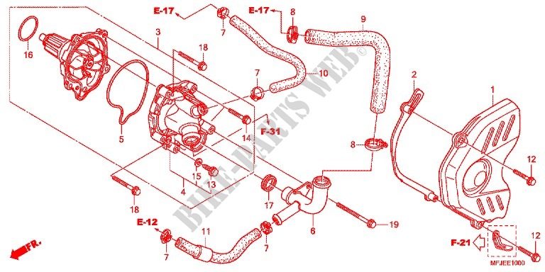 WATER PUMP for Honda CBR 600 RR RED 2012