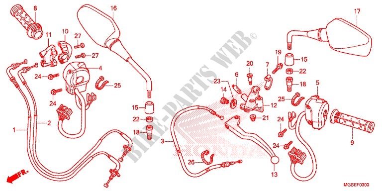 LEVER   SWITCH   CABLE (NC700S/SA) for Honda NC 700 ABS 2012