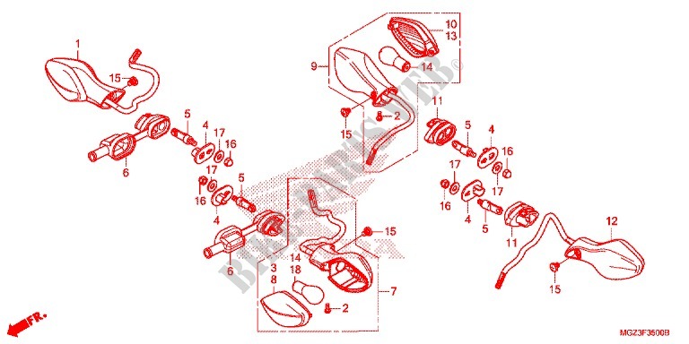 INDICATOR (2) for Honda CBR 500 R ABS WHITE 2013