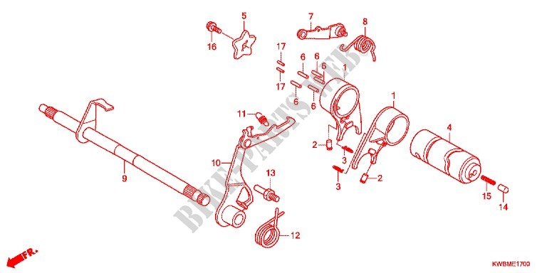 GEARSHIFT DRUM   SHIFT FORK for Honda WAVE DASH 110, single front brake disk 2017