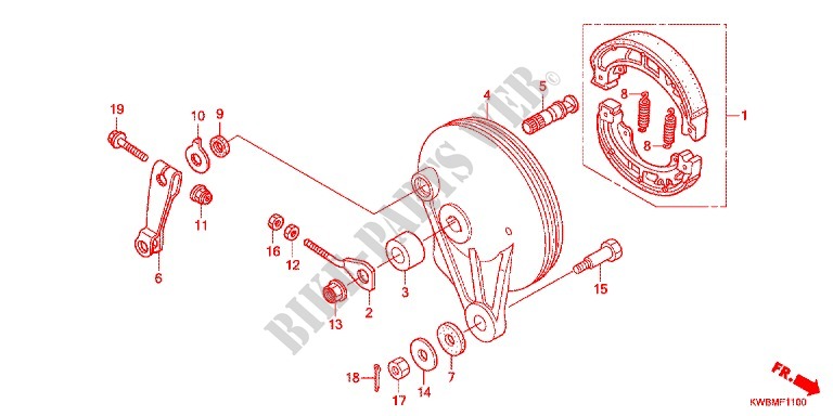 REAR BRAKE PANEL   SHOES for Honda WAVE DASH 110, single front brake disk 2016