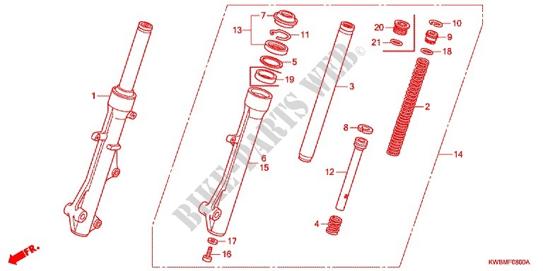 FRONT FORK for Honda WAVE DASH 110 R, REPSOL EDITION 2015