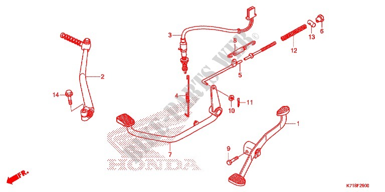 MAIN STAND   BRAKE PEDAL for Honda WAVE 110 ALPHA 2016, front drum, spoked wheels 2017