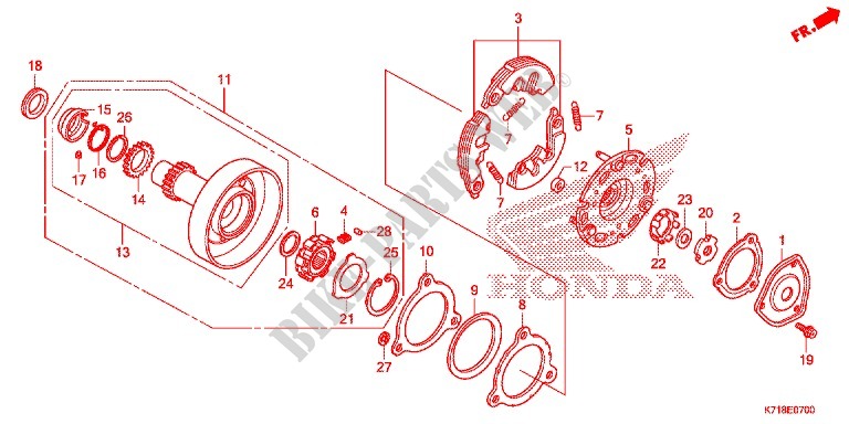 ONE WAY CLUTCH for Honda WAVE 110 ALPHA 2016, front drum, spoked wheels 2017