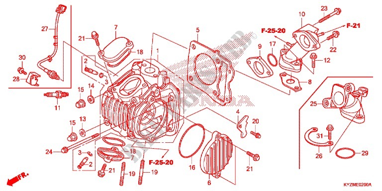 CYLINDER   HEAD for Honda FUTURE 125 Casted wheels, Rear brake disk 2013