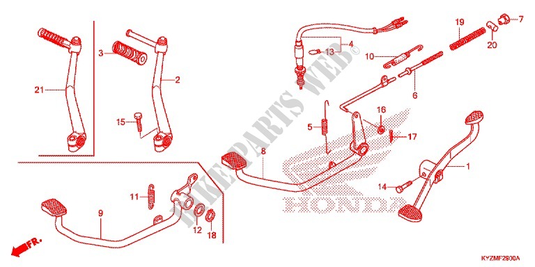 MAIN STAND   BRAKE PEDAL for Honda FUTURE 125 Casted wheels, Rear brake disk 2014