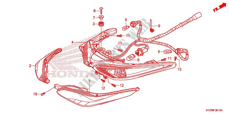 TAILLIGHTS (AFS125MSD/MCSD,E/MCRD,E) for Honda FUTURE 125 Casted wheels, Rear brake disk 2014
