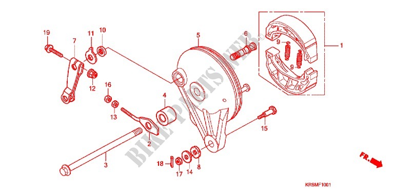 REAR BRAKE PANEL   SHOES (ANF100DR/SR/MSR) for Honda WAVE 100 MSR, Front disk 2008