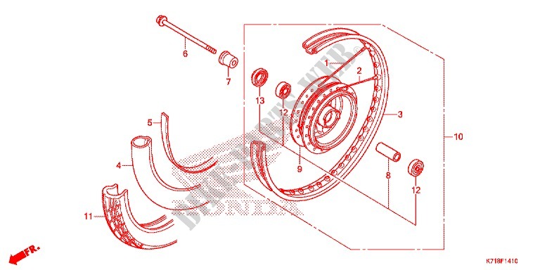 FRONT WHEEL (AFS110MD) for Honda WAVE 110 ALPHA 2017, front drum, spoked wheels 2017