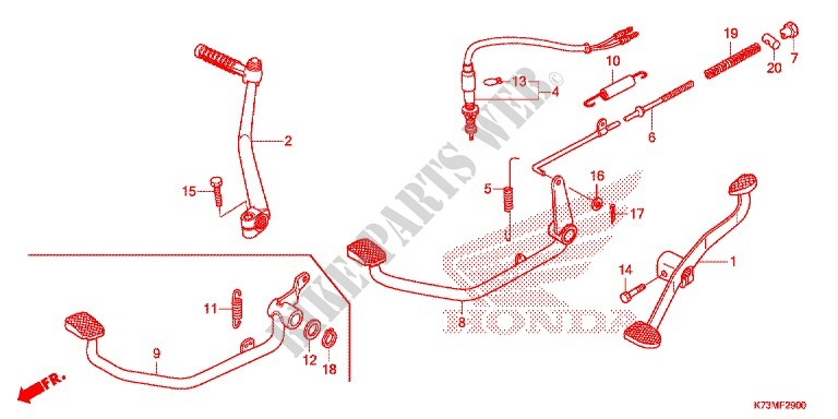 PEDAL for Honda WAVE 125, Front disk, Rear brake disk 2017