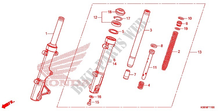 FRONT FORK for Honda RS 150 R RED 2017