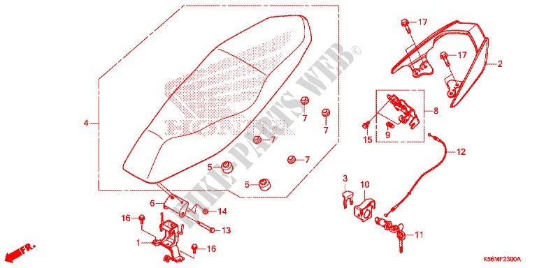SINGLE SEAT (2) for Honda RS 150 R V1 RED 2018