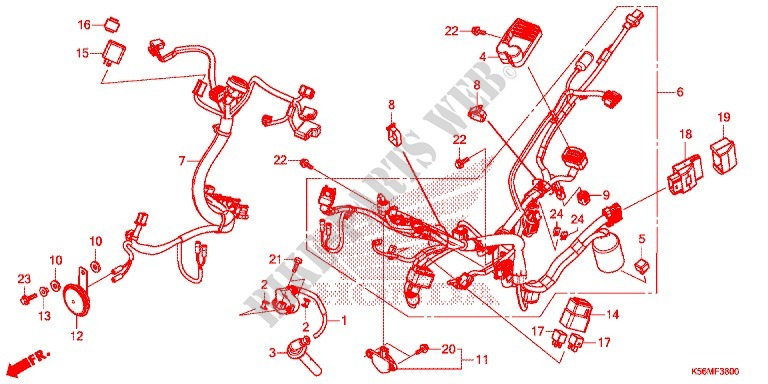 WIRE HARNESS/BATTERY for Honda RS 150 R V1 RED 2018
