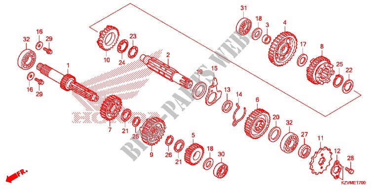 GEARBOX for Honda EX5 110 Kick start, Spoked wheels 2017