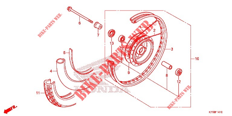 FRONT WHEEL (AFS110MD) for Honda WAVE 110 ALPHA, front drum, spoked wheels 2018