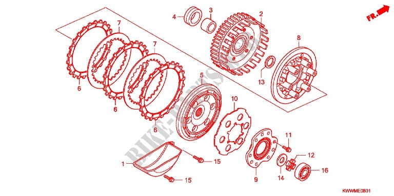 CLUTCH (EXEDY) for Honda WAVE 110 RS, Casted wheels, Electric start 2012