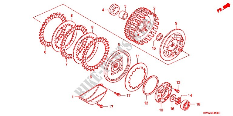 CLUTCH (F.C.C.) for Honda WAVE 110 RS, Casted wheels, Electric start 2012