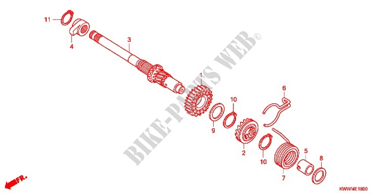 KICKSTARTER AXLE for Honda WAVE 110 RS, Casted wheels, Electric start 2012