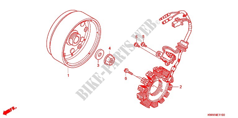 LEFT CRANKCASE COVER   ALTERNATOR (2) for Honda WAVE 110 RS, Casted wheels, Electric start 2012