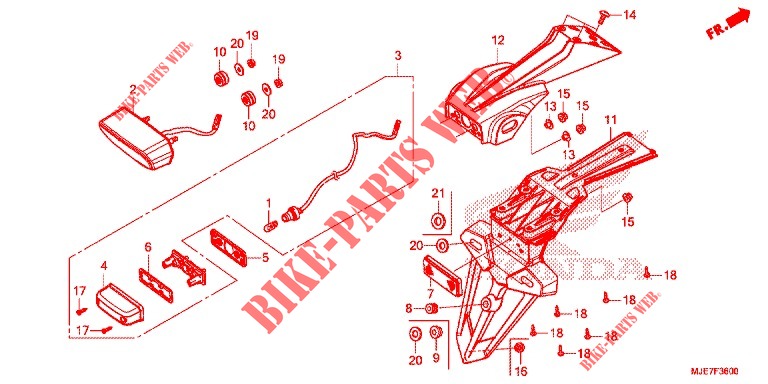 TAILLIGHT (2) for Honda CBR 650 F RED 2018