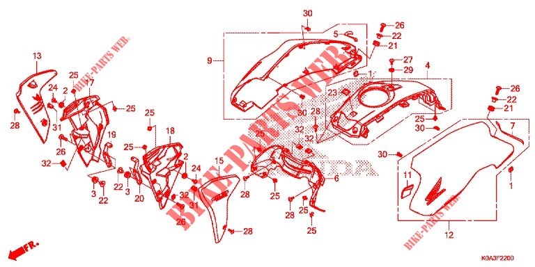 RADIATOR SIDE PANELS   FUEL TANK COVER for Honda CB 250 R ABS 2019