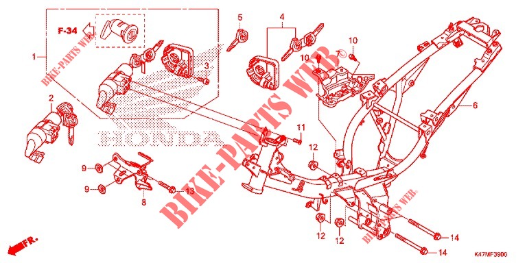 FRAME for Honda DASH 125, Rear brake disk 2018