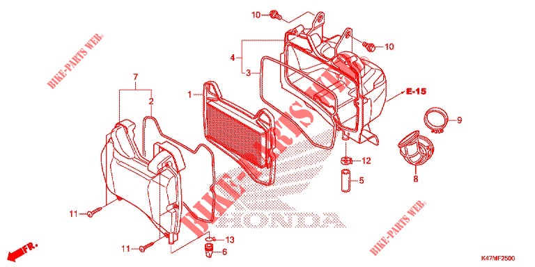 FRONT COVER   AIR CLEANER for Honda DASH 125, Rear brake disk 2019