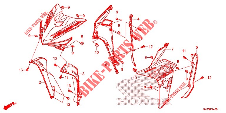 FRONT COWL   LEG SHIELD for Honda DASH 125, Rear brake disk 2019