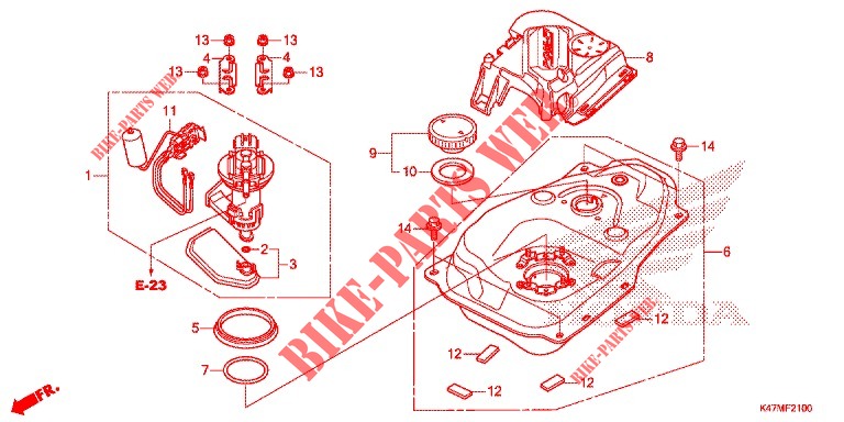 FUEL TANK for Honda DASH 125, Rear brake disk 2018