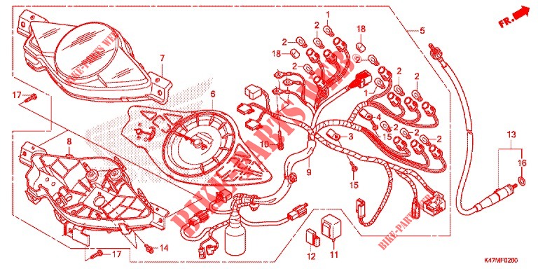 METER for Honda DASH 125, Rear brake disk 2018