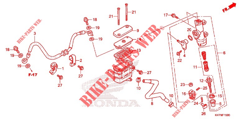 REAR BRAKE MASTER CYLINDER for Honda DASH 125, Rear brake disk 2019