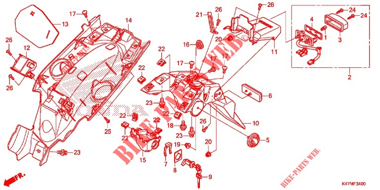 REAR FENDER for Honda DASH 125, Rear brake disk 2018