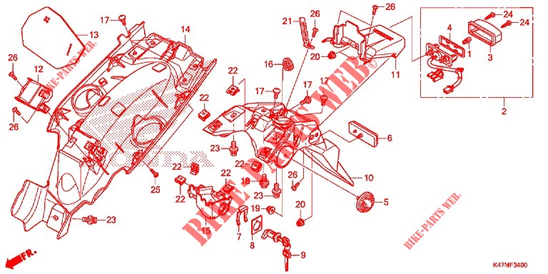 REAR FENDER for Honda DASH 125, Rear brake disk 2018