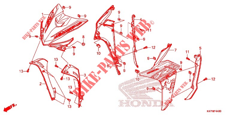 FRONT COWL   LEG SHIELD for Honda DASH 125, Rear brake drum 2018