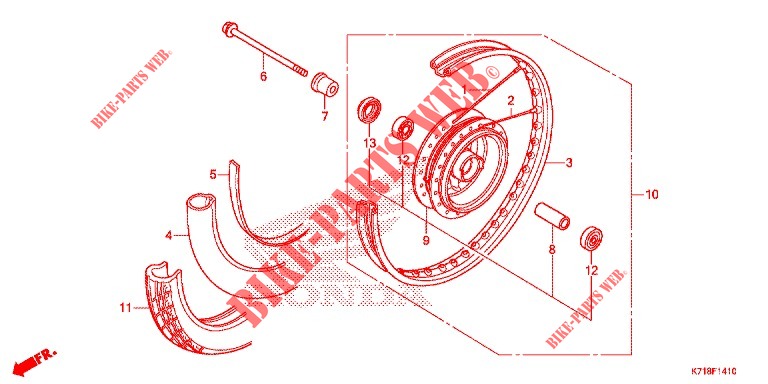 FRONT WHEEL (AFS110MD) for Honda WAVE 110 ALPHA, front drum, spoked wheels 2019