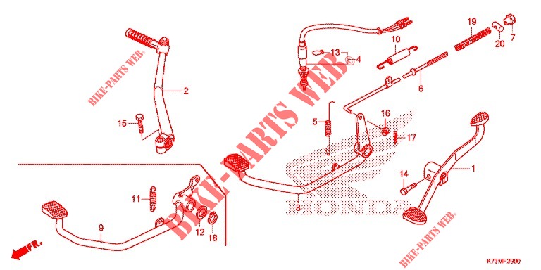 PEDAL for Honda WAVE 125, Front disk, Rear brake disk 2018 2020