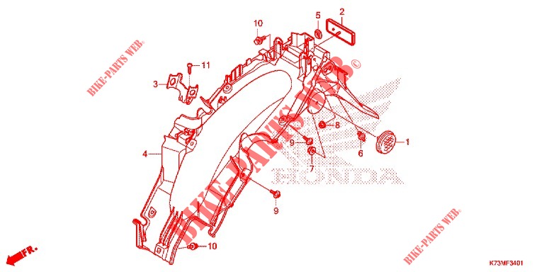 REAR FENDER (AFS125MCSK/MCRK) for Honda WAVE 125, Front disk, Rear brake disk 2018 2020
