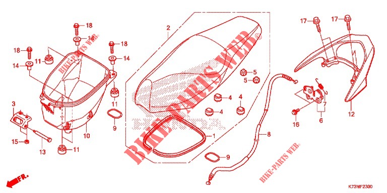 SINGLE SEAT (2) for Honda WAVE 125, Front disk, Rear brake disk 2018 2020