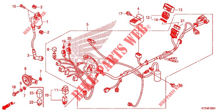 WIRE HARNESS (AFS125MCSK/MCRK) for Honda WAVE 125, Front disk, Rear brake disk 2018 2018