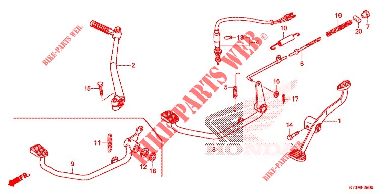 PEDAL for Honda WAVE 125, Front disk, Rear brake drum 2019